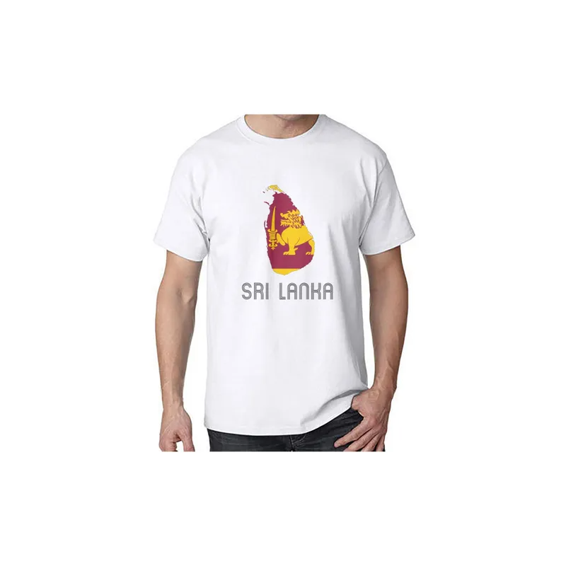 Sri Lanka Round Neck Short Sleeve White T-shirt