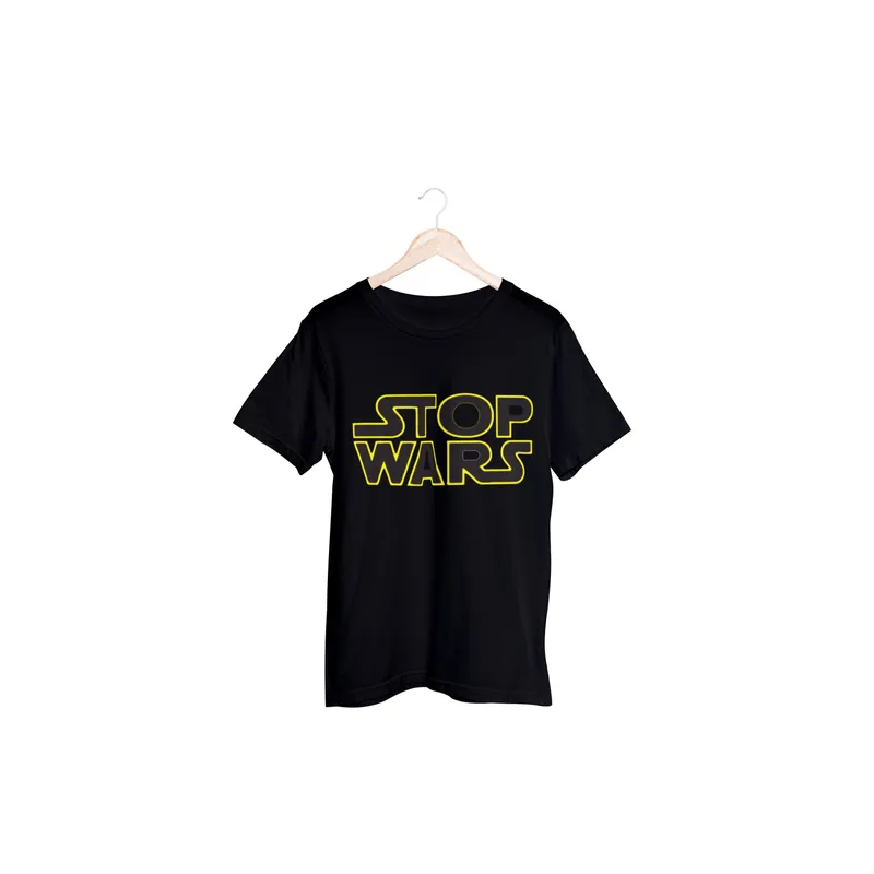Stop Wars, Funny Graphic T-Shirt, Premium Cotton Short Sleeve Tshirt Black