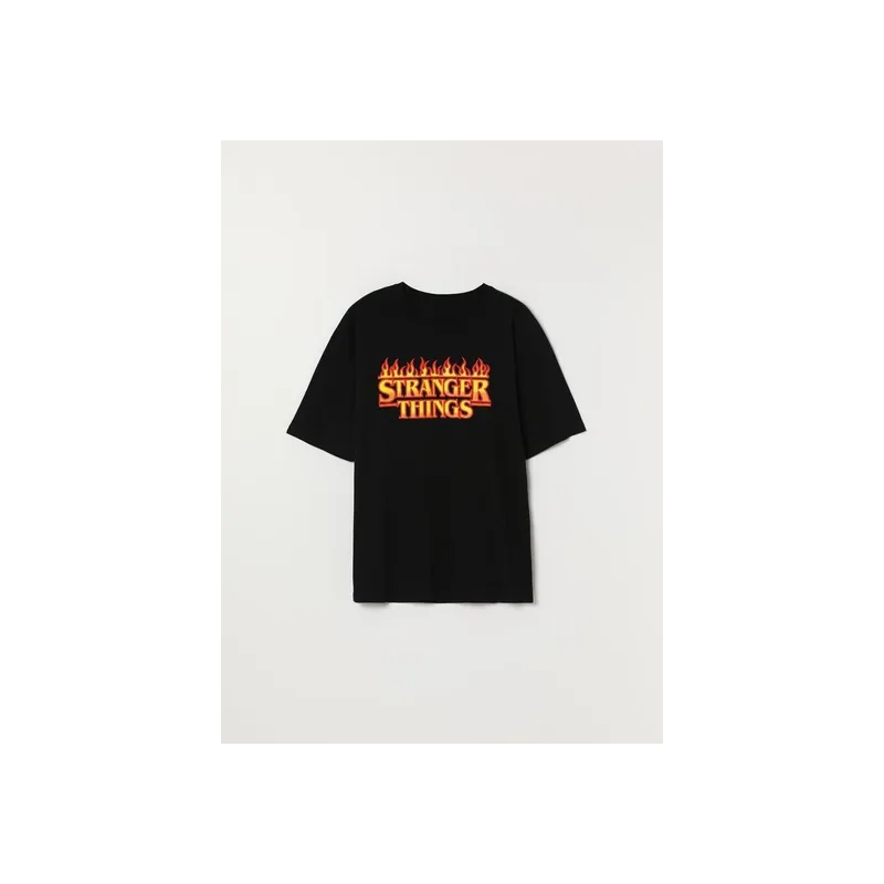 Stranger Things Fire Printed Round Neck T-shirt