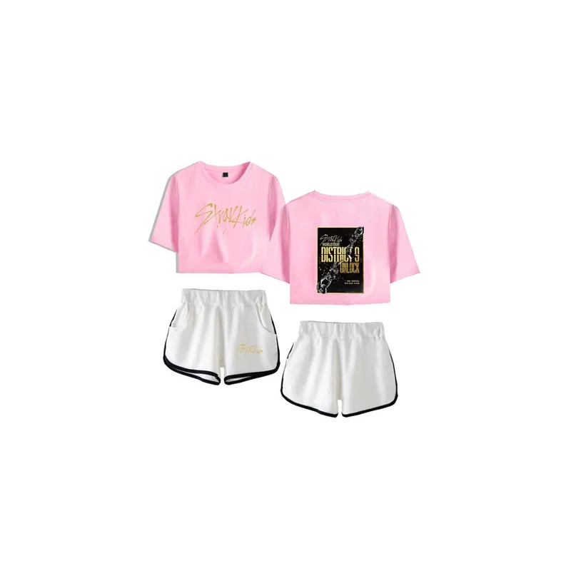 Stray Kids Kpop Fan Album Printed Summer Women Crop Top And Short Set