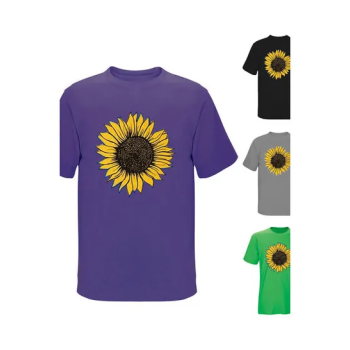 Sunflower Print Cotton Blouse T-shirt Yellow