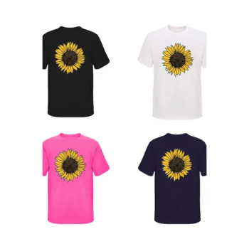 Sunflower Print Cotton Blouse T-shirt Yellow