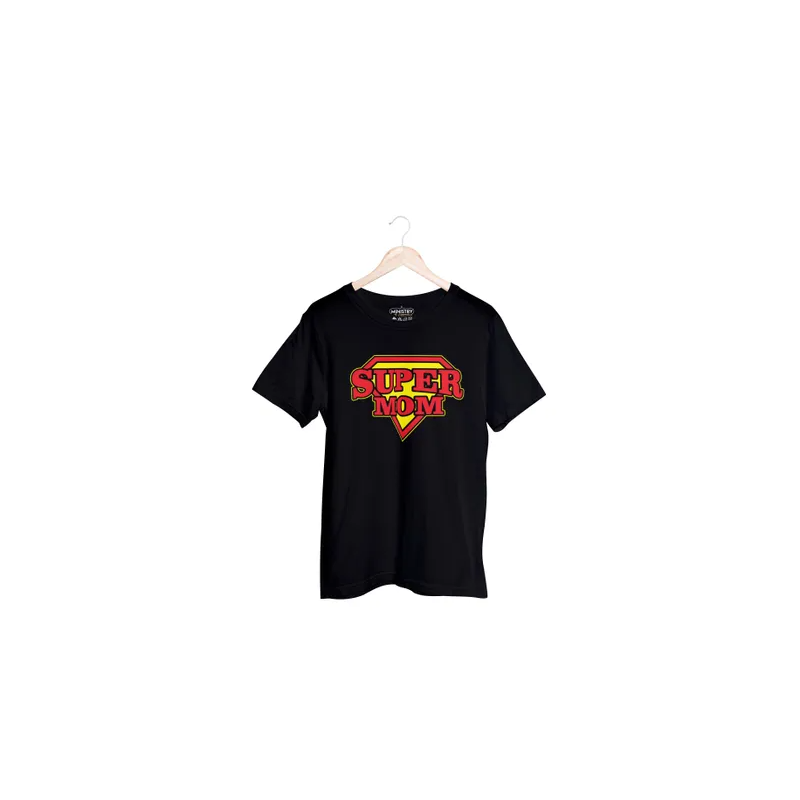 Super Mom Printed Mothers Day Special Black T-shirt