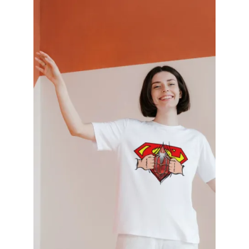 Super Hero Graphics Unisex Crew Neck Half Sleeve Premium Cotton T-shirt Small