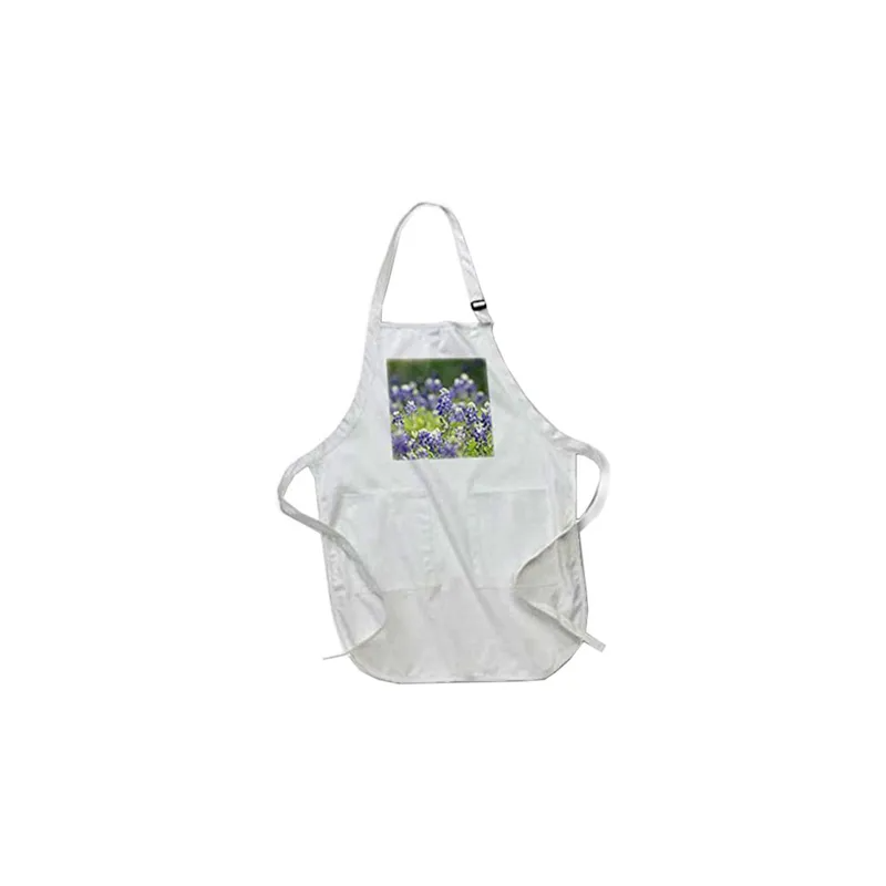 Texas Bluebonnets Printed Apron With Pockets 22 x 24inch White