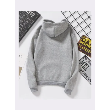 Thicken Casual Loose Printing Hooded Sweatshirts Gray