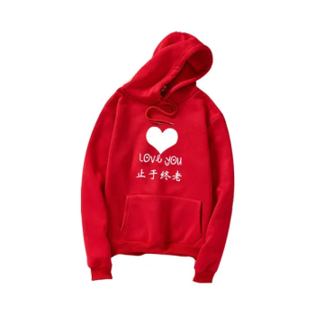 Thicken Casual Loose Printing Hooded Sweatshirts Red