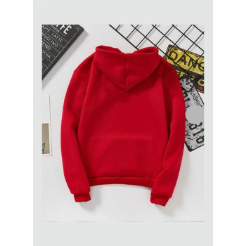 Thicken Casual Loose Printing Hooded Sweatshirts Red