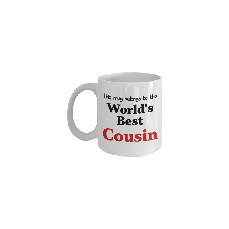 This Mug Belong To World's Best Cousin Printed Coffee Mug, White/Black/Red, 8 x 9.5 x 8 cm
