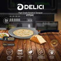 Delici ATP26IE Dark spatter Coating Aluminium Non-Stick Tawa Pan