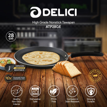 Delici ATP28GE Dark spatter Coating Aluminium Non-Stick Tawa Pan