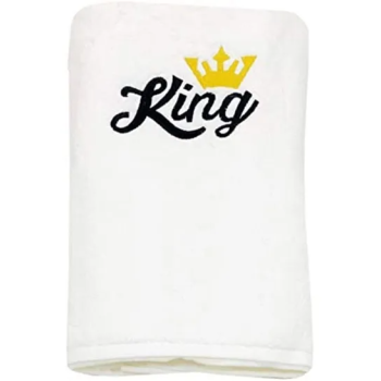 Towels Embroidery Design 2 Bath Towel, White, Queen and King
