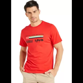 Typographic Print T-Shirt Red