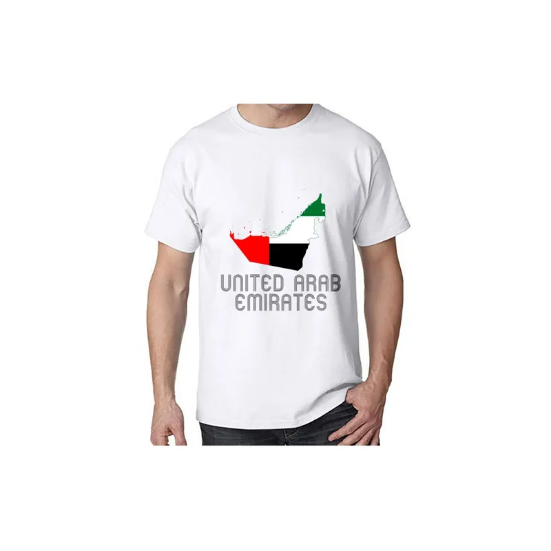 UAE National Flag Love Printed Casual Round Neck White T-shirt