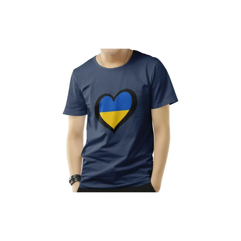 Ukraine Heart Navy Blue T-shirt