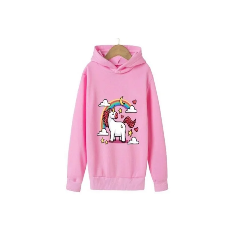 Unicorn Printed Hoodie Pink