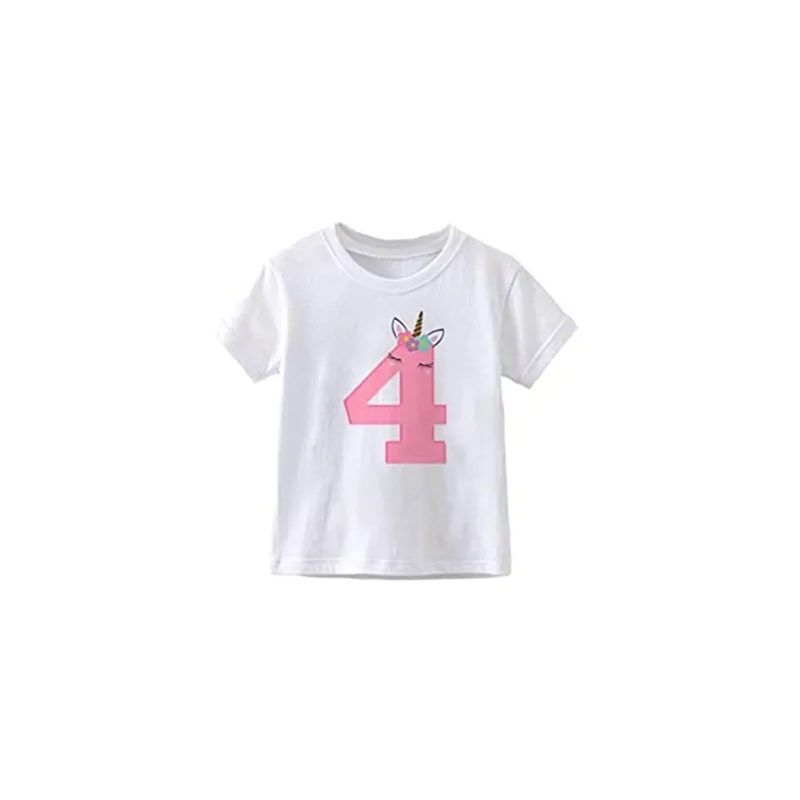 Unicorn Theme T-Shirt For 4th Birthday