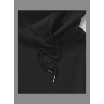 Unisex Thicken Hoodie Sweatshirt Cartoon Sleeping Doll Couple Wear Loose Pullover Black