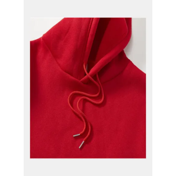 Unisex Thicken Hoodie Sweatshirt Cartoon Sitting Doll Couple Wear Loose Pullover Red