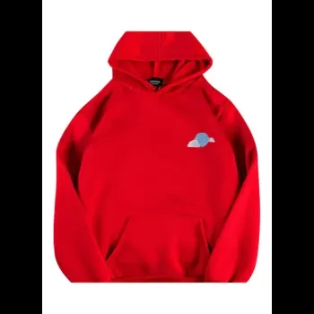 Velvet Cloud Print Hoodie Red