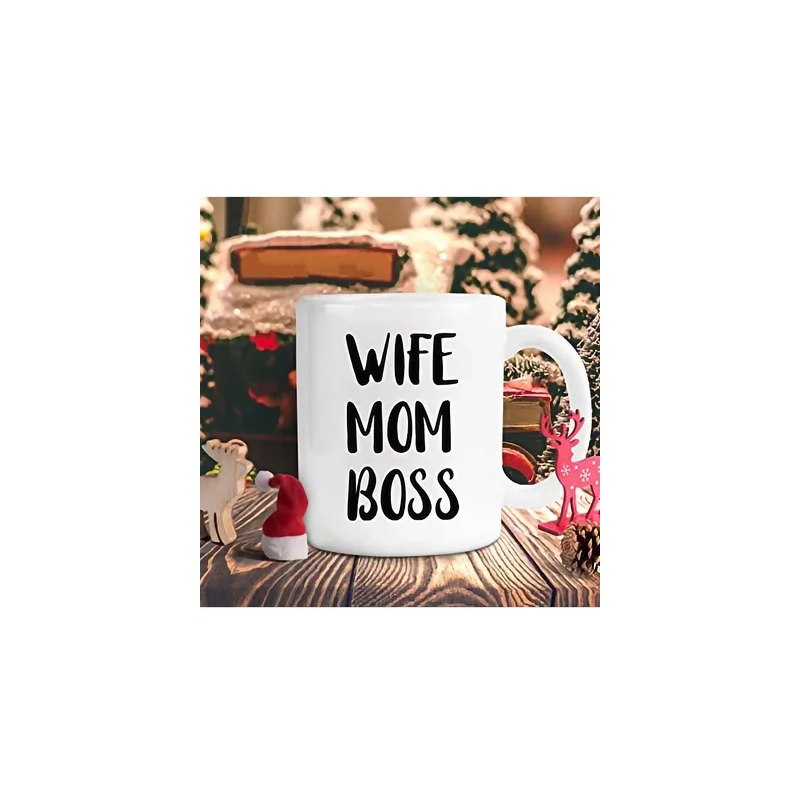 Wife Mom Boss Mug, 11 oz Ceramic White Coffee Mugs, Unique Gift For Mother's Day, Funny Inspirational Present for Mom, Hilarious Wifey Tea Cups, Gift Ideas for New Year, Christmas Gifts
