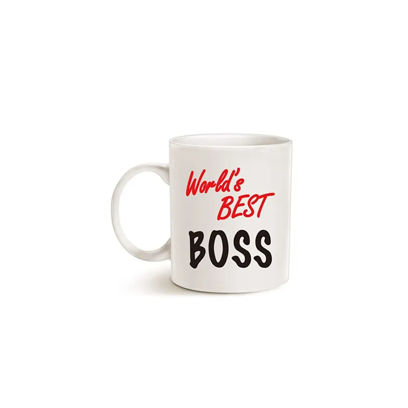 Worlds Best Boss Funny Coffee Mug for Boss Day White 11 Oz, Work and Office Holiday or Birthday Present for Worlds Best Male or Female Bosses, Manager