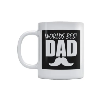 Worlds Best Dad Printed Mug, White/Black, 350ml