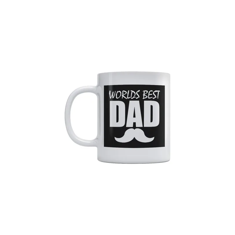 Worlds Best Dad Printed Mug, White/Black, 350ml