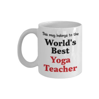 World's Best Yoga Teacher Printed Coffee Mug White/Black/Red 11ounce