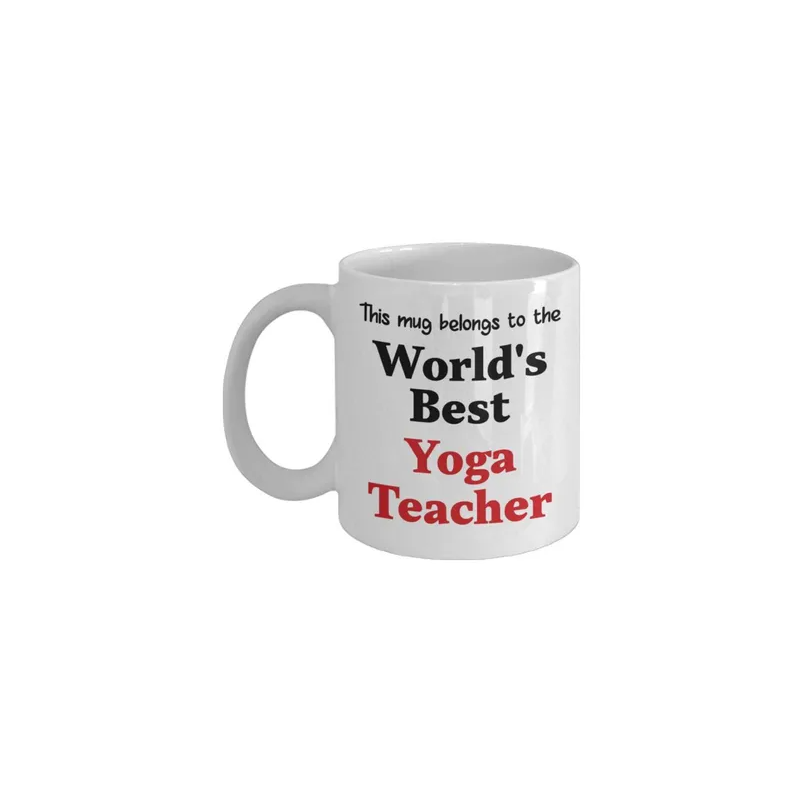 World's Best Yoga Teacher Printed Coffee Mug White/Black/Red 11ounce