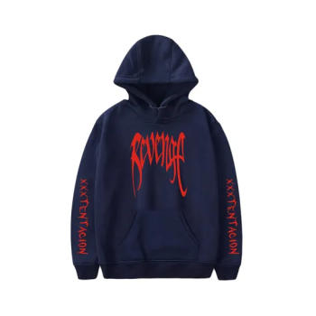 XXXTentacion Printed Hoodie Navy Blue/Red (M)