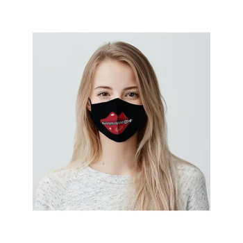 Zipped Lips Printed Mask Black 13X24cm