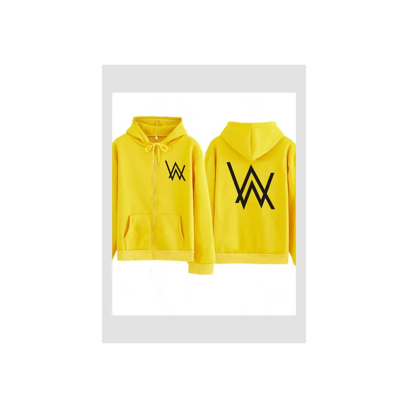 Zipper Hoodies Autumn Winter Thickened Jacket yellow