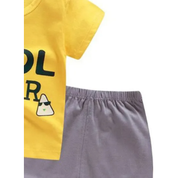 2 Pack Cool Bear Printed T-Shirt And Shorts Yellow/Grey/Green