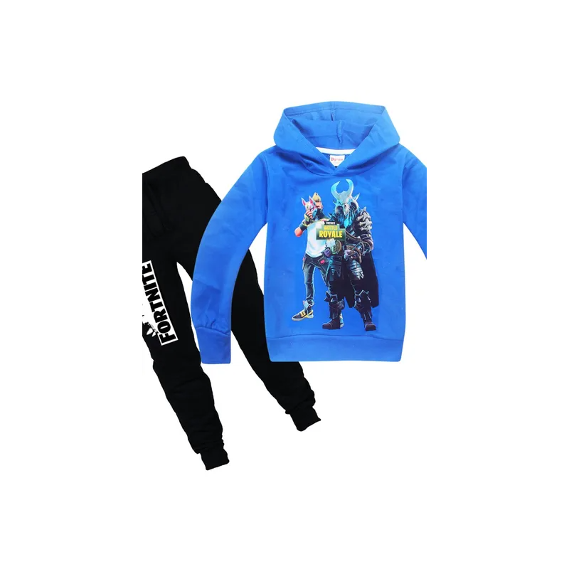 2 Piece Long Sleeve Hoodie and Pant Set Blue