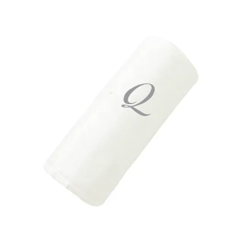 2- Piece Letter Q Printed White Bath Towel 70 x 140 cm 650 GSM