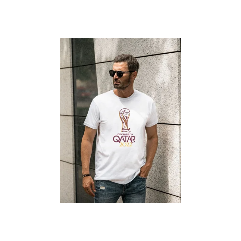 2022 World Cup Special Logo Short Sleeve White T-shirt