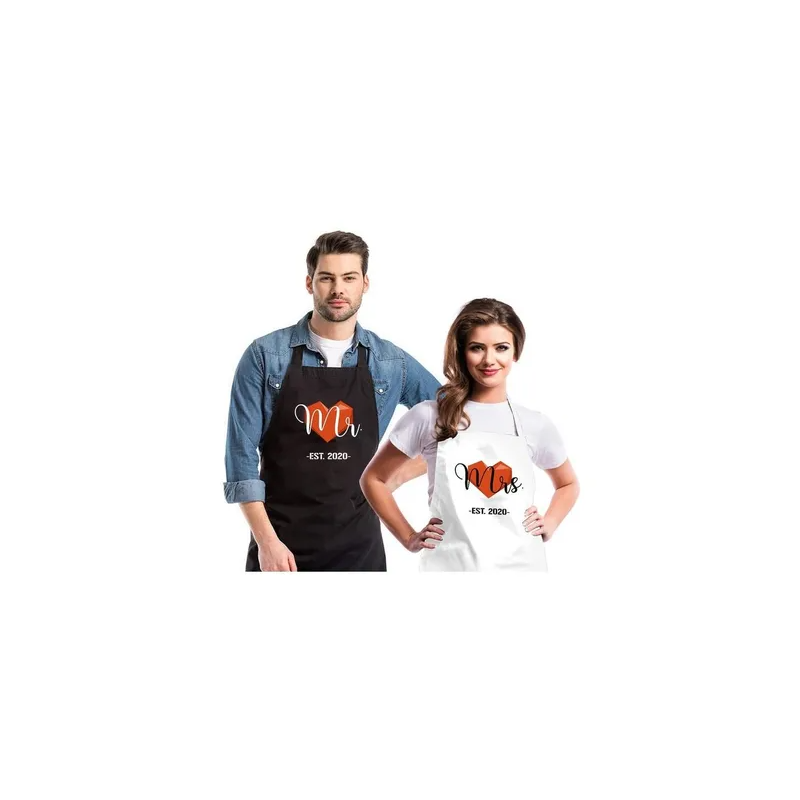 2-Piece Apron Set Black/White/Red 98x69.5cm