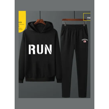 2-Piece Casual Sportswear Student Tracksuit Black