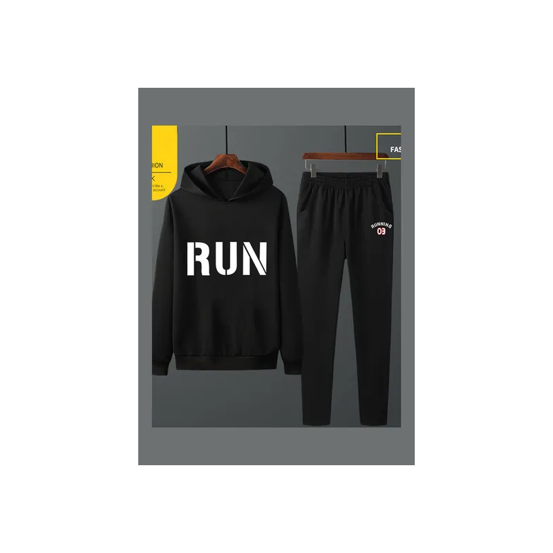 2-Piece Casual Sportswear Student Tracksuit Black