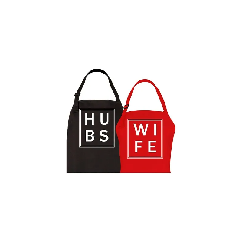 2-Piece Couple Adjustable Aprons Black/Red/White 98x69.5cm