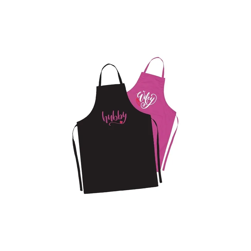 2-Piece Couple Adjustable Aprons Black/Pink, 98 x 69.5cm