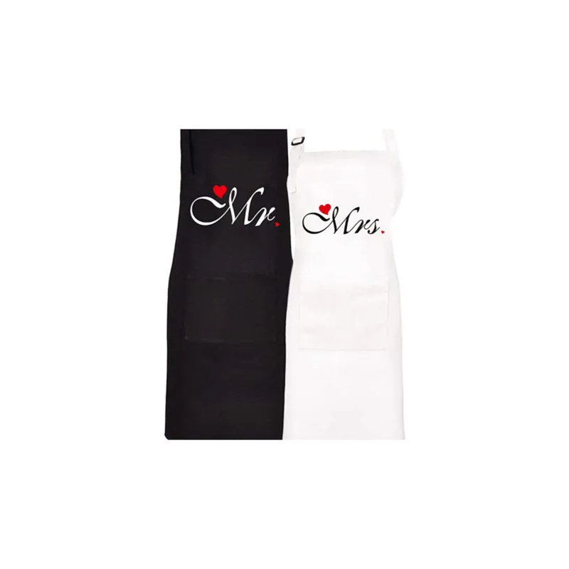 2-Piece Couple Adjustable Aprons Black & White 98x69.5cm