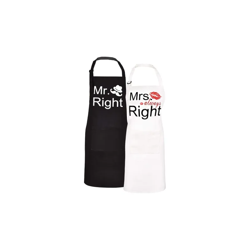 2-Piece Couple Adjustable Aprons Black/White/Red 27.6x31.5inch