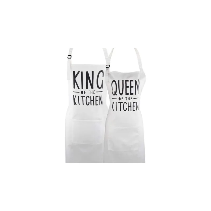 2-Piece Couple Adjustable Aprons, White 98x69.5cm