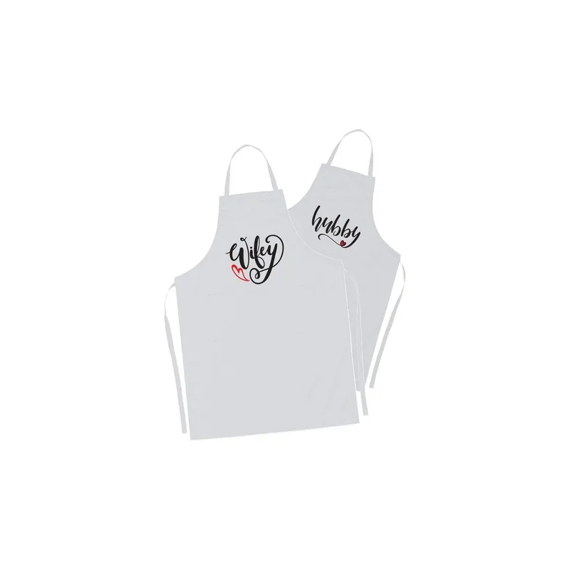 2-Piece Couple Adjustable Aprons White/Black/Red 98x69.5cm
