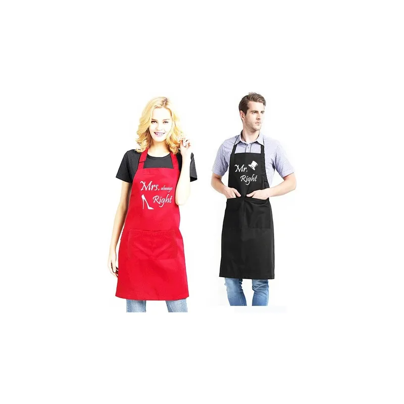 2-Piece Couple Adjustable Aprons Red/Black 98 x 69.5cm