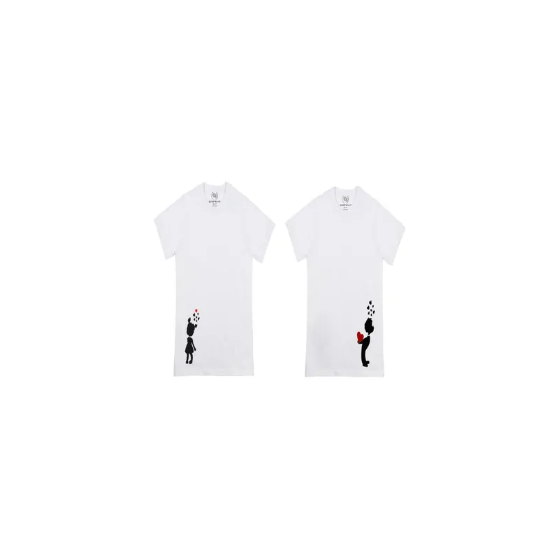 2-Piece Couple T-Shirt Set - White