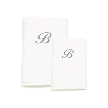 2-Piece Letter D Embroidery Cotton Bath And Hand Towel White 70x140cm