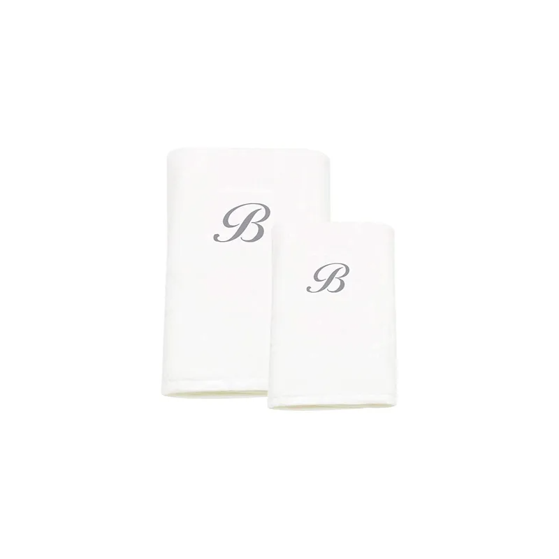2-Piece Letter B Embroidery Cotton Bath And Hand Towel White 70x140cm